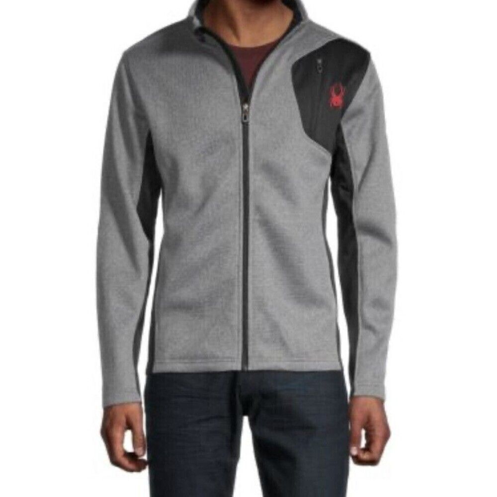 Spyder Zip Up Fleece Gray & Black Jacket Men's  Size Medium